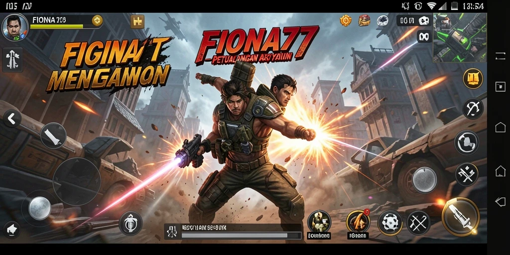 Screenshot menampilkan aksi intens dalam gameplay FIONA77.