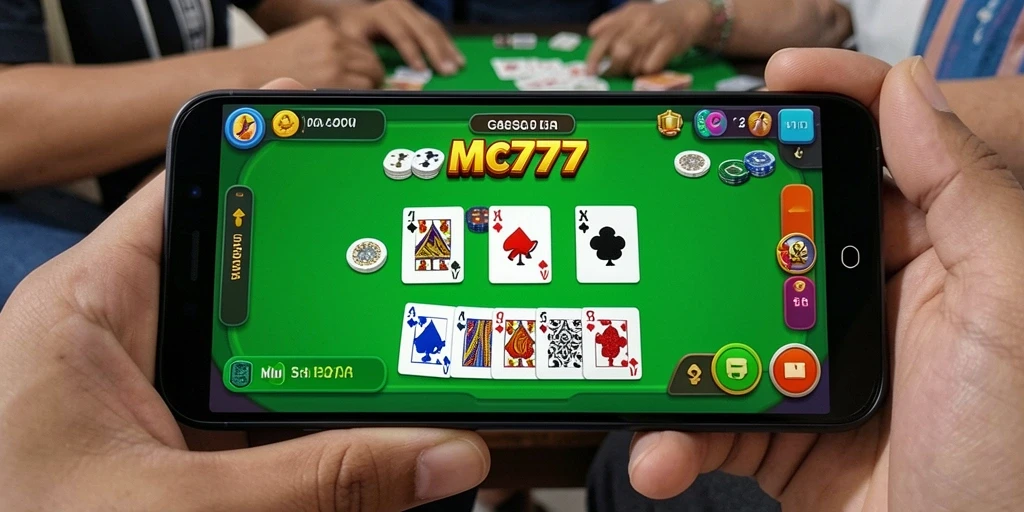 Screenshot gameplay MC777 menunjukkan keseruan permainan Gaple.