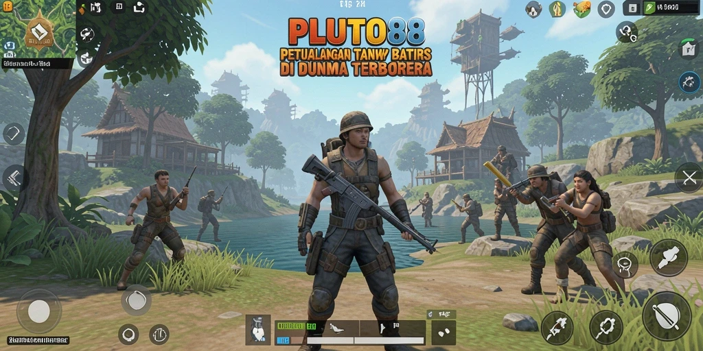 Tampilan gameplay penuh warna dan dinamis di dunia Open World PLUTO88.