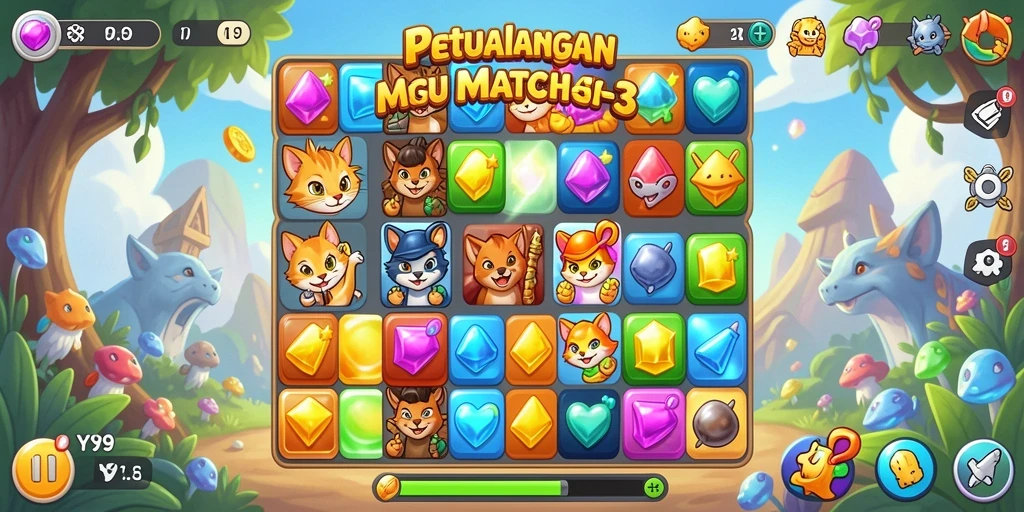 Tampilan gameplay Y89 yang penuh warna dan menantang.
